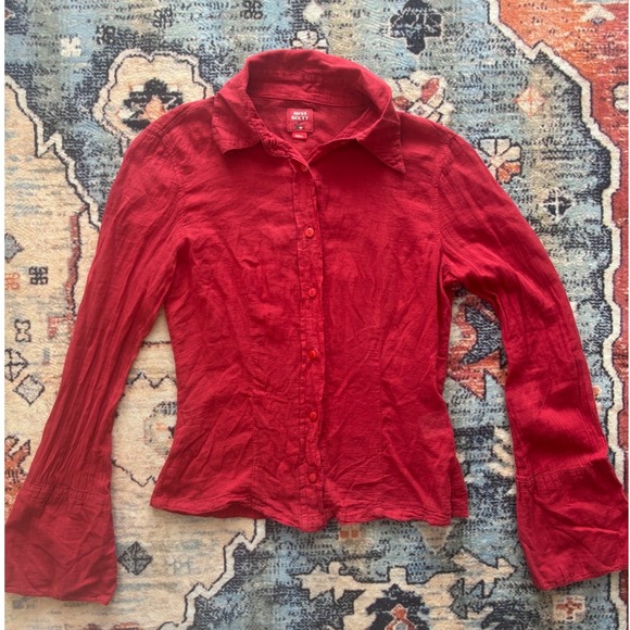 Red Miss Sixty Cotton Botton Up Blouse - Picture 2 of 5